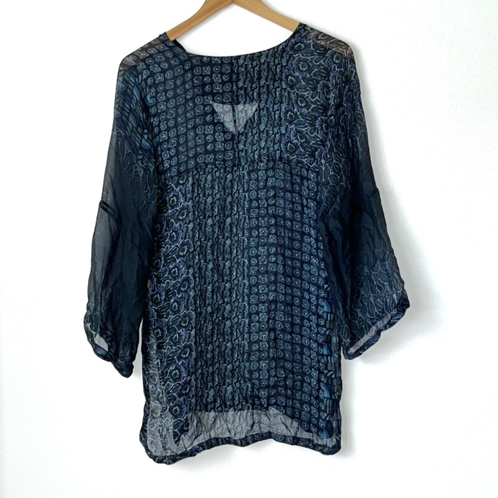 Johnny Was Floral Silk Tunic Sz XS - Picture 6 of 6